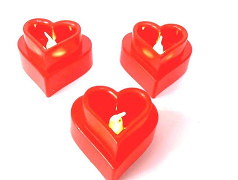 Kirmizi Kalpli Led Tealight Mum Toptan Hediyelik Esya