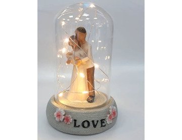 Isikli Cam Fanus Icinde Anne Baba Ve Cocuk Temali Love Biblo Toptan Dekoratif Biblo Kum Saati Kalemlik