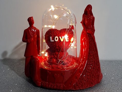 Isikli Fanus Love Kalp Temali Kirmizi Sevgili Biblosu Toptan Dekoratif Biblo Kum Saati Kalemlik