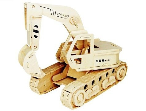 Ahsap 3d Puzzle Ekskavator Maketi Egitici Oyuncak