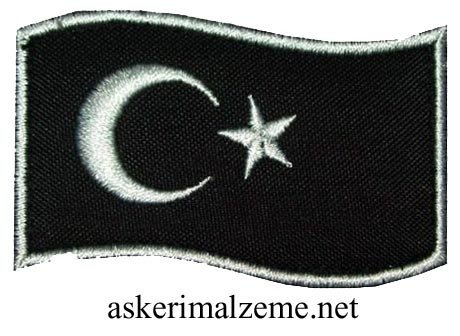 Turk Bayragi Dalgalanan Siyah Renk Cirtli Arma Pec Askeri Malzeme
