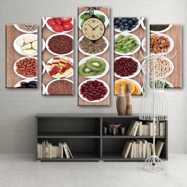 Dekoratif Modern Kanvas Tablo Saat Modelleri