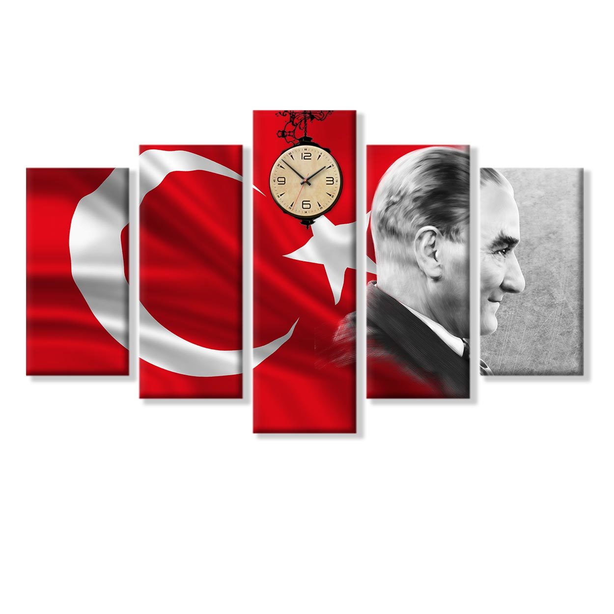 dekoratif modern kanvas tablo saat modelleri