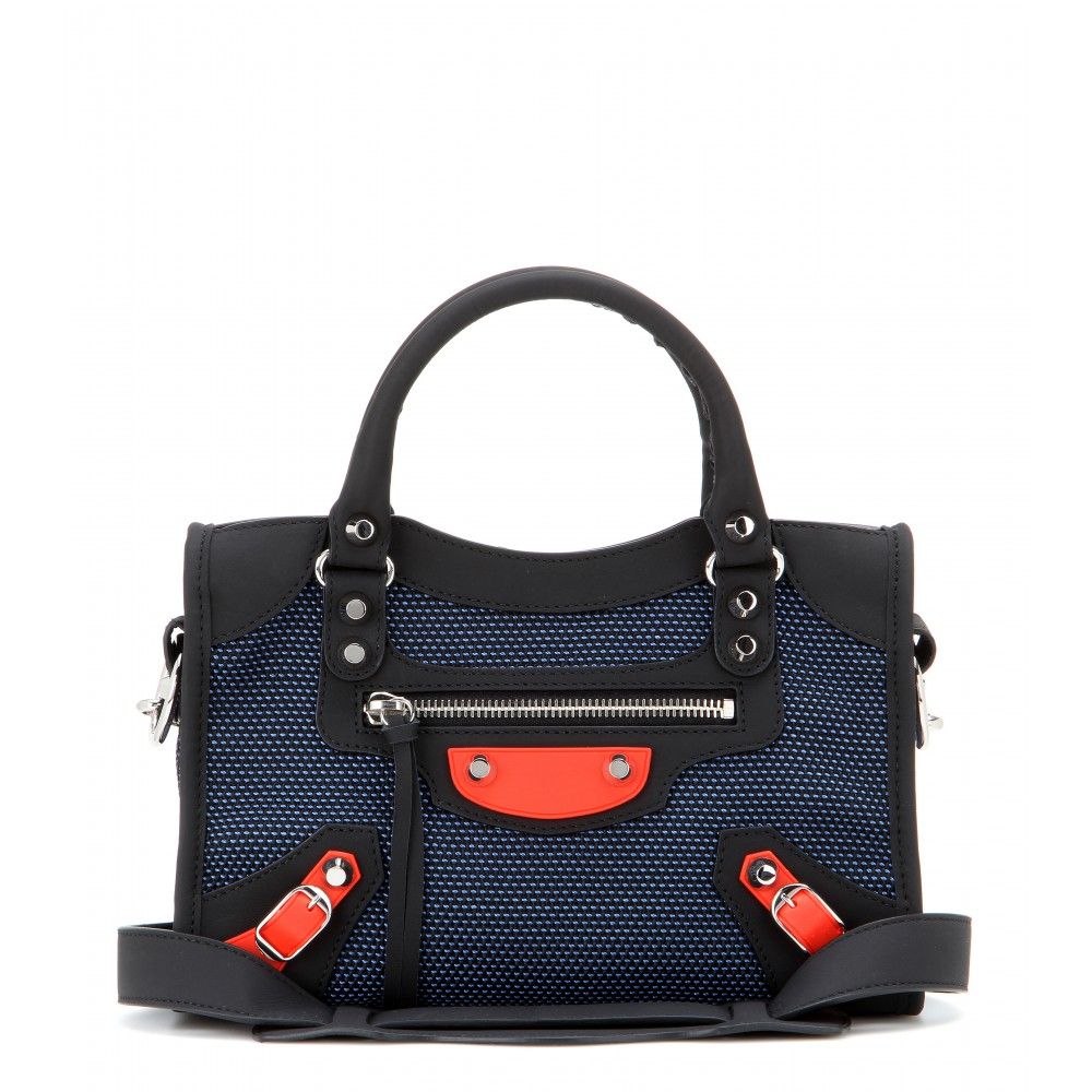 Classic Mini City Leather And Mesh Tote Canta Multi Tote Canta Balenciaga