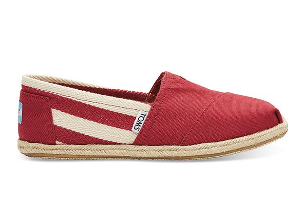 Espadrilles Ayakkabi Kirmizi Cizgili Espadril Toms