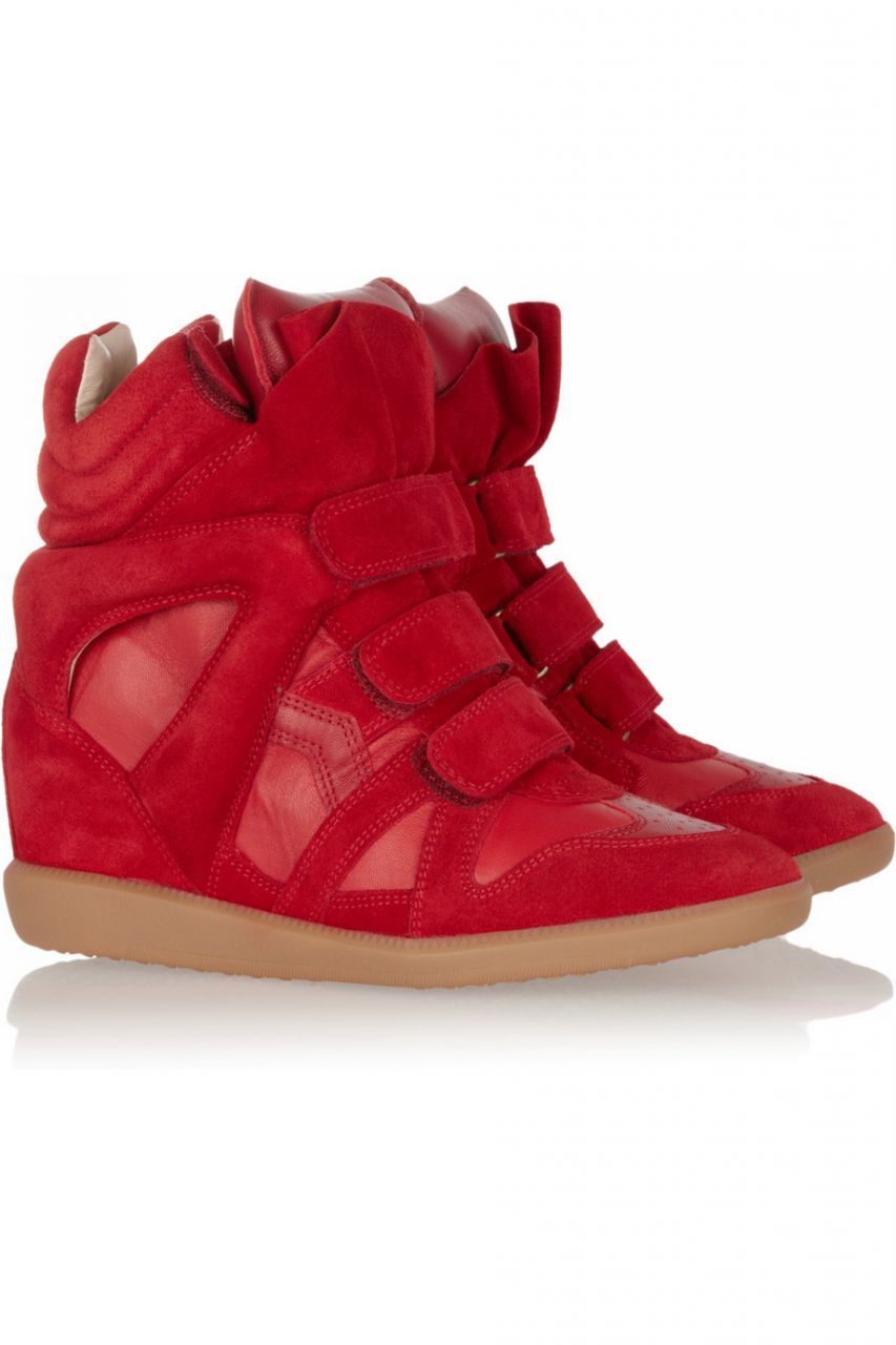 leather high top wedge sneakers
