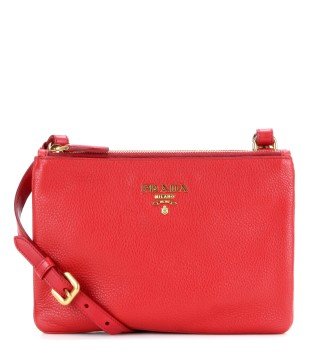 Daino Small Leather Cross Body Bag Canta Kirmizi Canta Prada