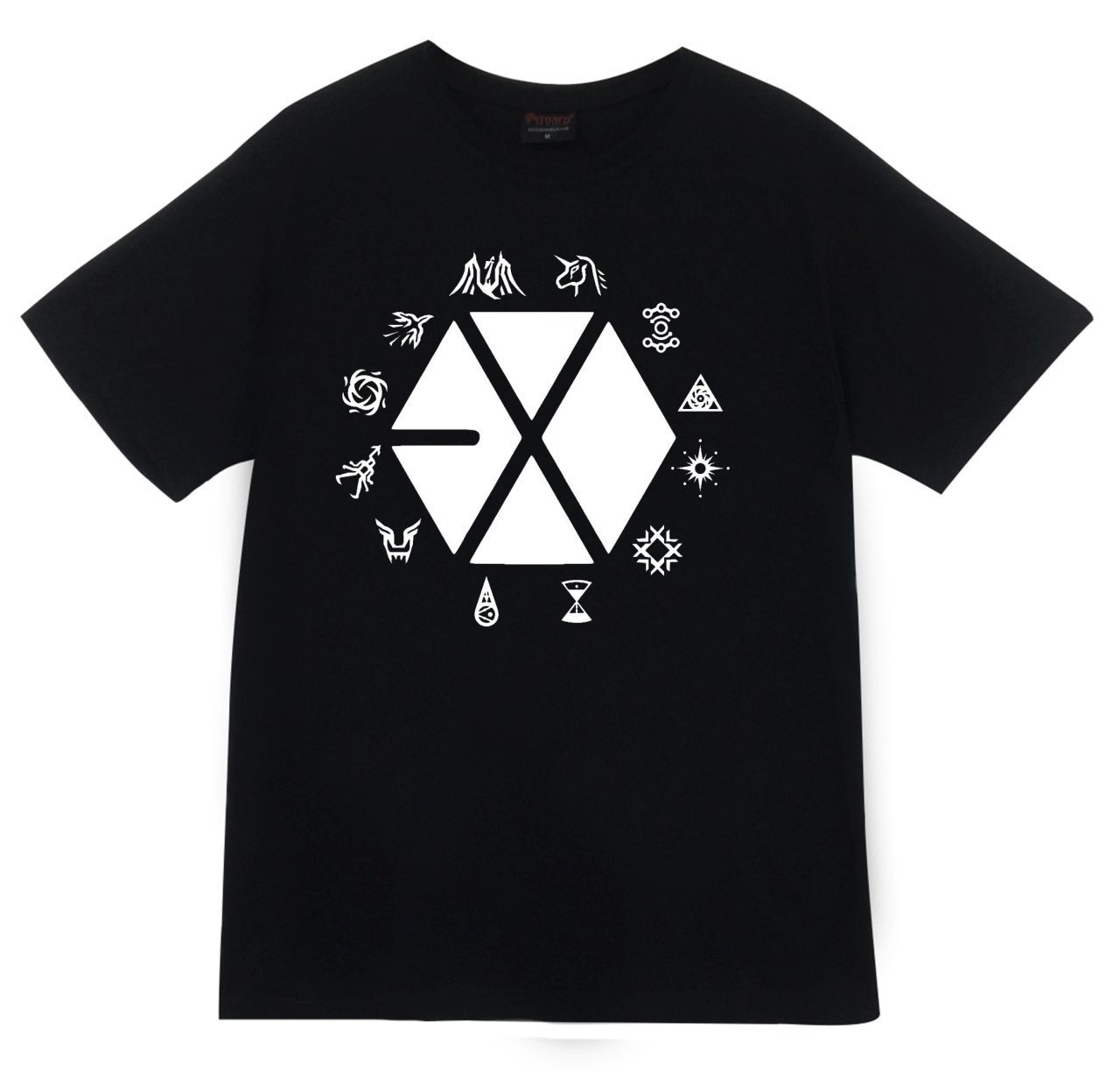 exo baskili t shirt siyah s