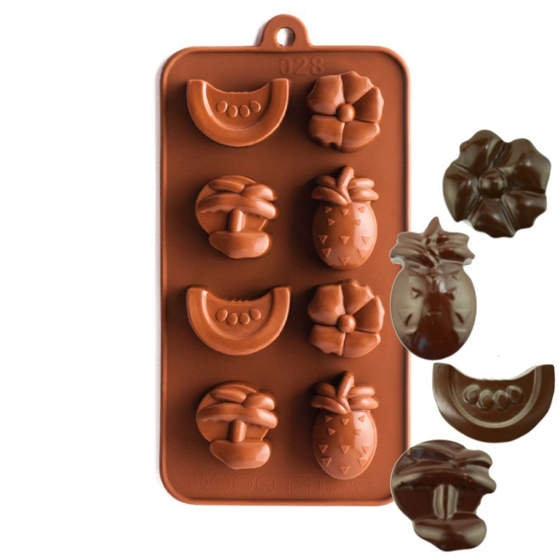 Meyve Silikon Kalıp Çikolata Sabun Kokulu Taş Mum Epoksi Kalıbı 8 Delikli  Fiyatı 31,06 TL