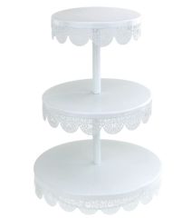 Muffin Cupcake Kurabiye Mini Pasta Kek Servis Sunum Standı Beyaz Metal Sunumluk 3 Katlı