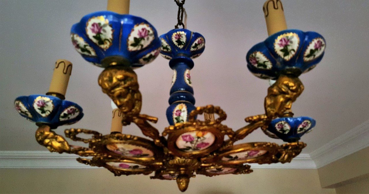 Porselen Tabakli Ve Govdeli 6 Kollu Bronz Avize Capi 60 Cm Porselen Tabakli Ve Govdeli 6 Kollu Bronz Avize Capi 60 Cm Kargo Ucretsiz