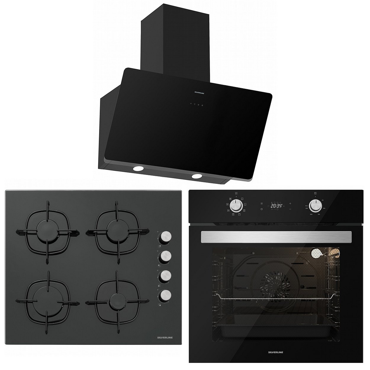 Silverline Siyah Ankastre Set 3457 Soho Cs5335b01 Bo6504b01 Sadece 3 910 00 Tl