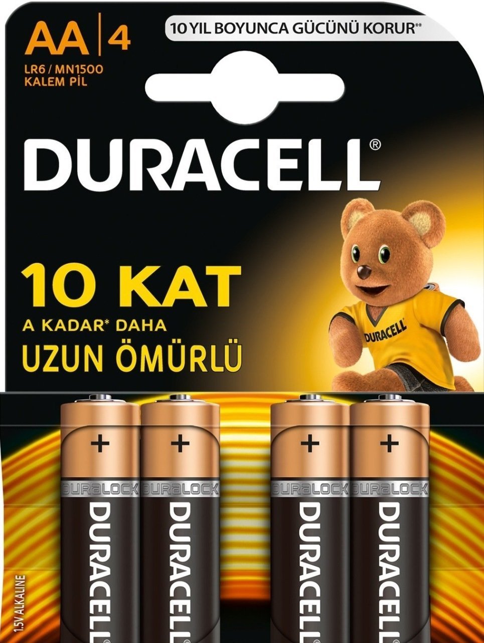duracell 7694 lr06 mn1500 alkaline kalem pil aa 4 adet