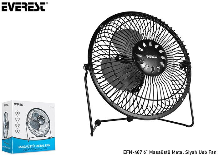 Everest Efn 487 6 Masaustu Metal Siyah Usb Fan