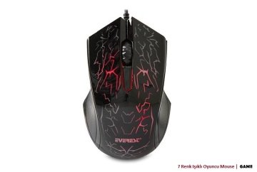 Everest Sm 68x Usb Siyah 7 Renk Aydinlatmali Oyuncu Mouse Fiyat Performans Urunu
