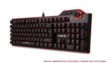 Everest Rampage Hydra R6 Siyah Usb Aydinlatmali Gaming Pro Q Multimedia Makrolu Mekanik Klavye Kirmizi Siyah