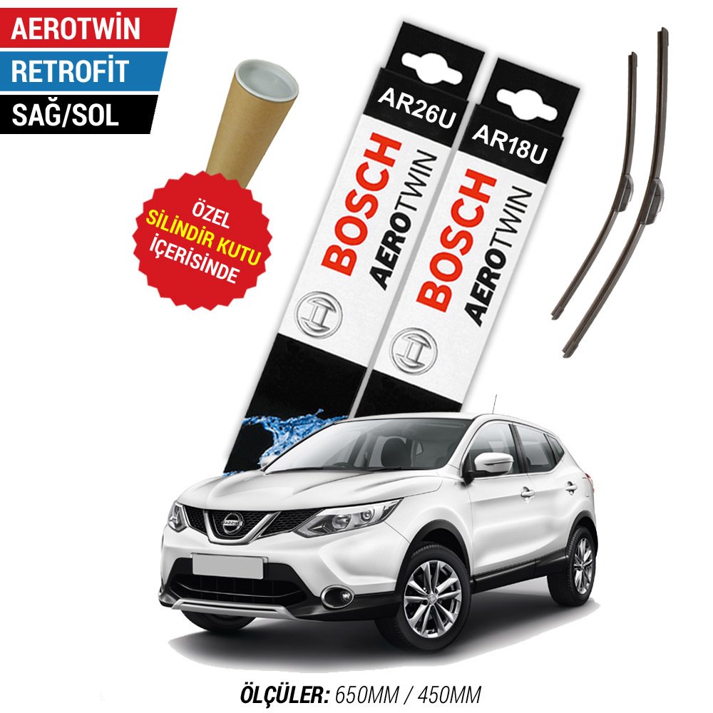 Nissan Qashqai Silecek Takimi 2014 2019 Bosch Aerotwin