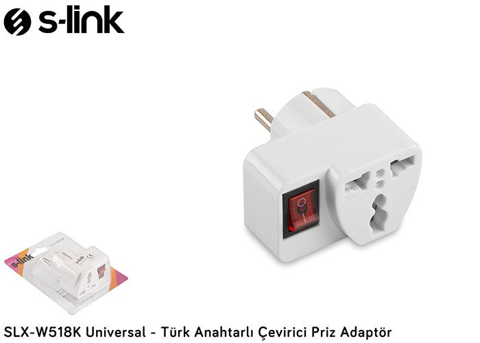 S-link SLX-W518K Universal - Türk Anahtarlı Çevirici Priz Adaptör