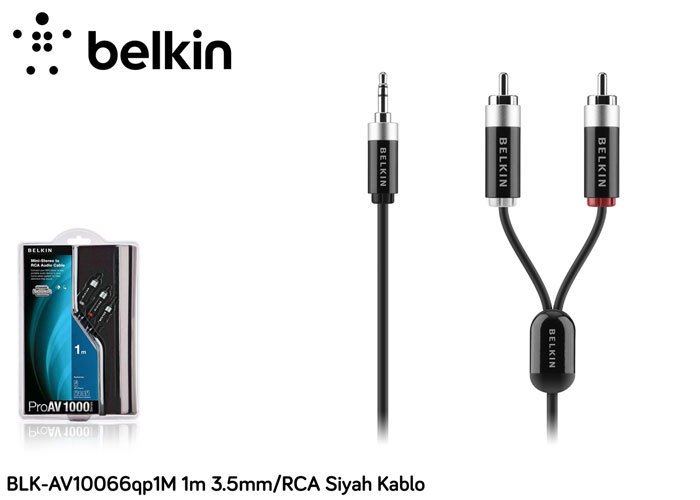 Belkin Blk-Av10066qp1m 1M 3.5mm-2Rca Siyah Aux Kablo
