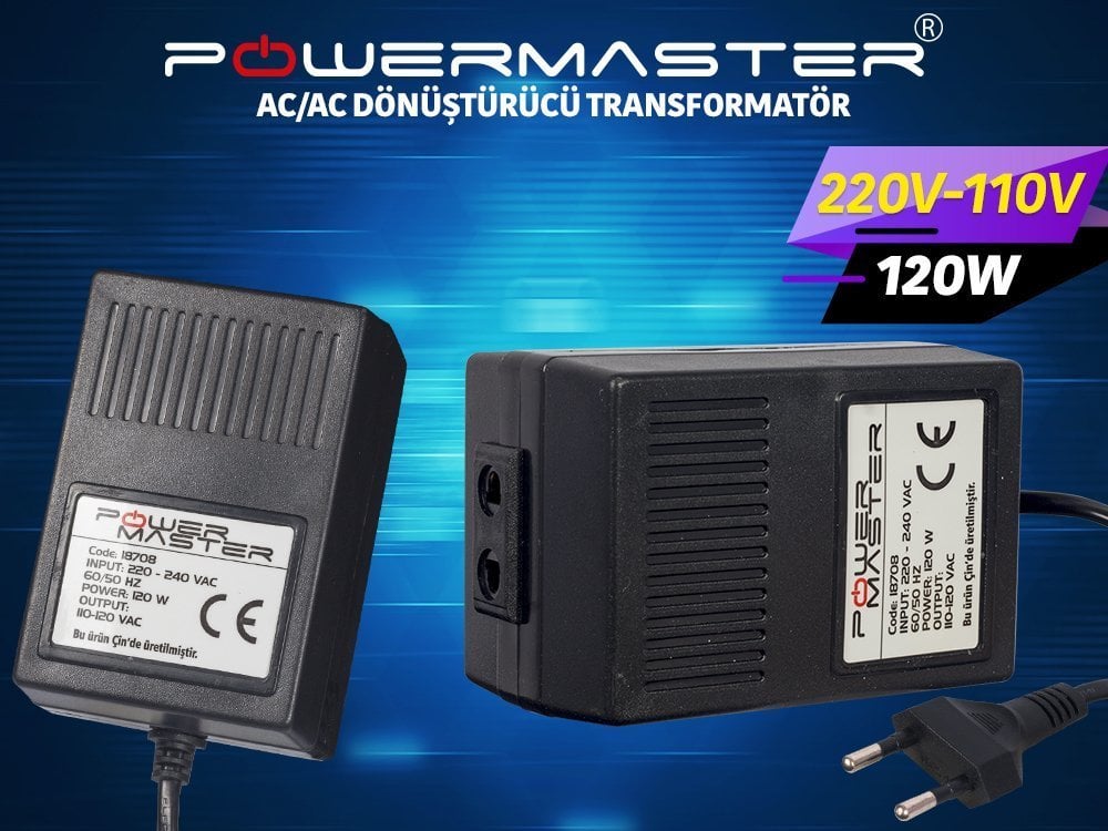 Powermaster 220V-110V 120Watt AC DÃ¶nÃ¼ÅtÃ¼rÃ¼cÃ¼ KonvertÃ¶r