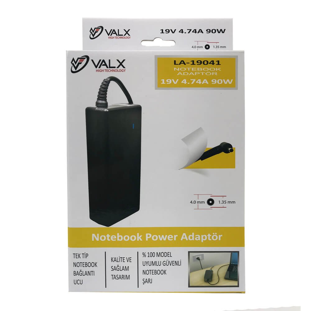 Valx LA-19041 19Volt 4.74A 90W 4.0x1.35 Notebook Adaptör