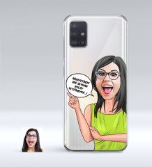 Kişiye Özel Bayan Kolay Yetişmiyor Karikatürlü Samsung Galaxy A51 İnce Şeffaf Silikon Telefon Kapağı-5