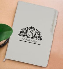 BK Gift Kişiye Özel İsimli Beyaz Termo Deri Not Defteri 15x21cm-13