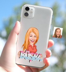 Kişiye Özel Bayan İsimli Karikatürlü iPhone 11 İnce Şeffaf Silikon Telefon Kapağı-1