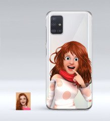 Kişiye Özel Kadın Animasyon Karikatürlü Samsung Galaxy A51 İnce Şeffaf Silikon Telefon Kapağı-6