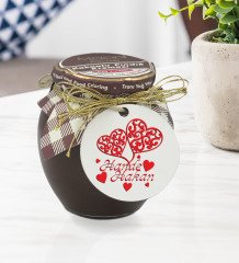 Kişiye Özel İsimli Sevgililer Günü Ahşap Anahtarlıklı El Yapımı 400gr Melodi Kakaolu Fındık Kreması Hediye Seti-12