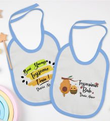 BK Kids Kişiye Özel Teyze Tasarımlı 2âli Mavi Mama Önlüğü-2