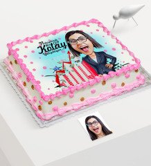 Kişiye Özel Bayan CEO Karikatür Baskılı Yaş Pasta İçin Yenilebilir Şekerli Kağıt - 2