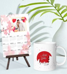 BK Gift Kişiye Özel Yılbaşı Tasarımlı Kupa Bardak ve 13x18cm Fotoğraf Kartlı Şövaleli 2023 Takvim Hediye Seti-37