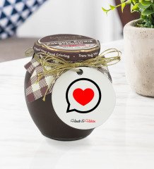 Kişiye Özel İsimli Sevgililer Günü Ahşap Anahtarlıklı El Yapımı 400gr Melodi Kakaolu Fındık Kreması Hediye Seti-74