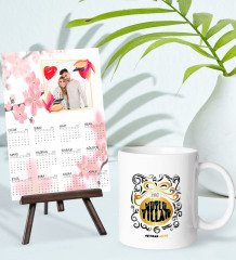 BK Gift Kişiye Özel Yılbaşı Tasarımlı Kupa Bardak ve 13x18cm Fotoğraf Kartlı Şövaleli 2023 Takvim Hediye Seti-45