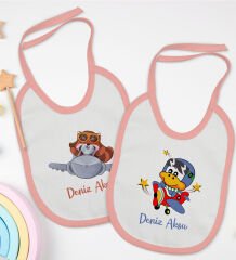 BK Kids Kişiye Özel Sevimli Pilot Tasarımlı 2âli Pembe Mama Önlüğü-1