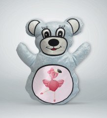 BK Gift Flamingo Tasarımlı Mavi Ayıcık Yastık-1