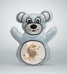 BK Gift Sevimli Aslan Tasarımlı Mavi Ayıcık Yastık-3