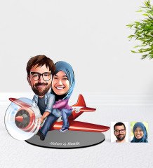 Kişiye Özel Sevgililer Karikatürlü Ahşap Biblo Model-11