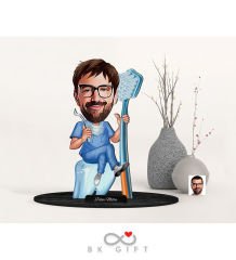 BK Gift Kişiye Özel Erkek Diş Hekimi Karikatürlü Ahşap Biblo-1