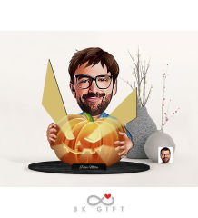 BK Gift Kişiye Özel Erkek Halloween Karikatürlü Ahşap Biblo-1
