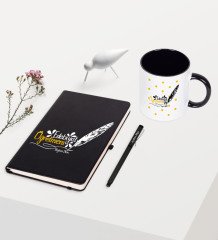 Kişiye Özel Edebiyat Öğretmeni Temalı Siyah Defter Kalem Kupa Seti - 1