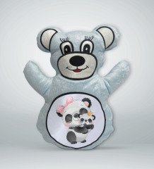 BK Gift Sevimli Sevimli Pandalar Tasarımlı Mavi Ayıcık Yastık-2