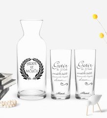 Kişiye Özel Renkli Baskılı Getir Bir 70Lik Tasarımlı İkili Rakı Bardağı ve Karaf Hediye Seti-1