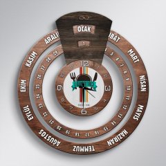 Kişiye Özel Mesleki Lokantacı Sonsuz Maya Takvimi Ahşap Duvar Saati