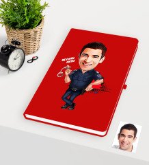Kişiye Özel Bay Polis Karikatürlü Kırmızı Defter - 2
