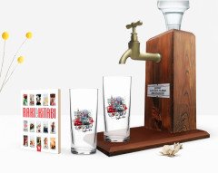 Kişiye Özel Renkli Baskılı London Tasarımlı İkili Rakı Bardağı Ahşap Rakı Standı ve Cep Kitabı Hediye Seti-1
