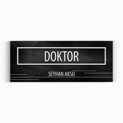 Kişiye Özel Doktor Duvar & Kapı İsimliği (Model 8 - Siyah Mermer Doku)