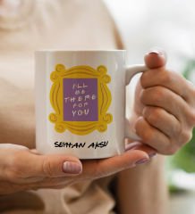 BK Gift Kişiye Özel İsimli Friends Kapı Çerçevesi Tasarımlı Beyaz Kupa Bardak - Model 1