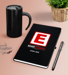 Kişiye Özel Eczane Siyah Defter Kalem Termos Mug Seti-1